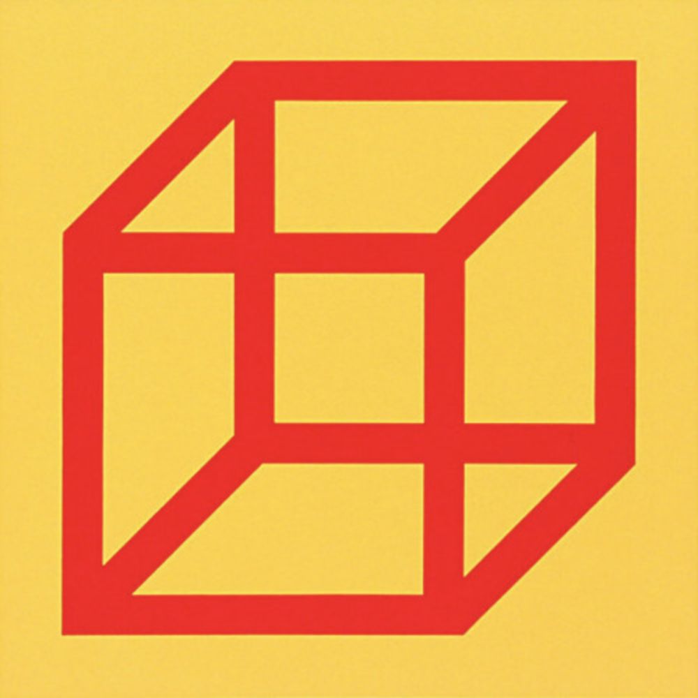 Линогравюра Lewitt - Cubes in Color on Color (Yellow/Red)