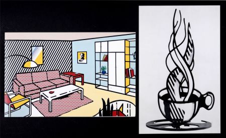 Многоэкземплярное Произведение Lichtenstein - Cup and Saucer II & Red Lamps, c. 1977 - Set of 2 Ephemera!