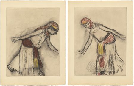 Офорт И Аквитанта Degas - Danseuse orientale : 2 études (vers 1890)