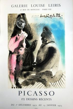 Афиша Picasso - (d'après). Affiche : Galerie Louise Leiris « PICASSO DESSINS RÉCENTS » 1972-73