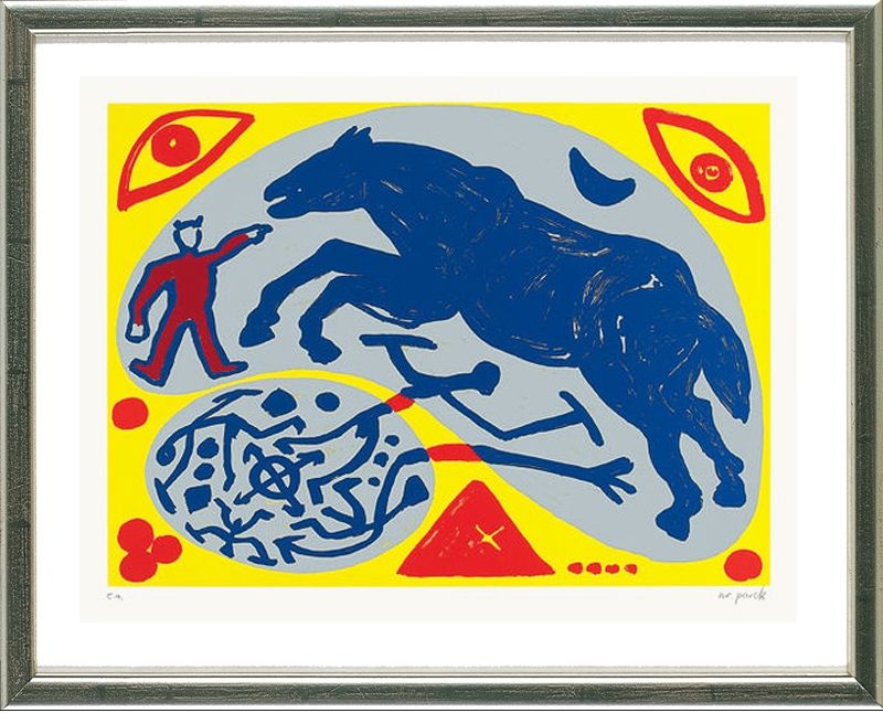 Сериграфия Penck - Das Blaue Pferd und der Mongole