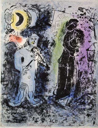 Литография Chagall - Das schwarze Paar und der Musikant