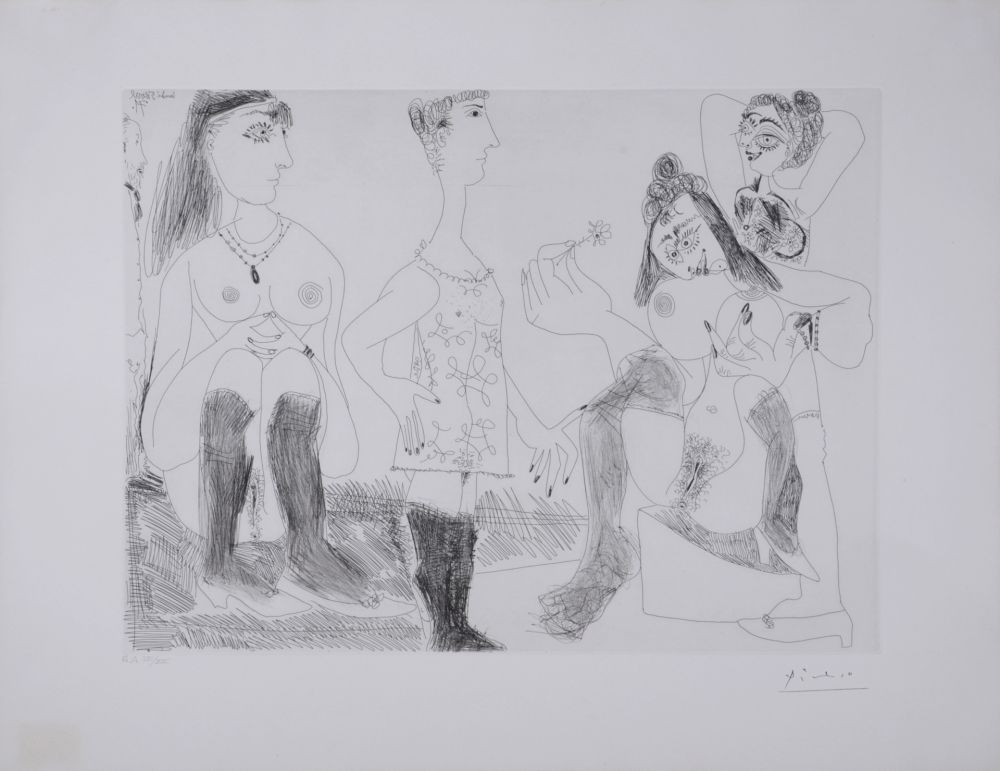 Гравюра Picasso - Degas songeant, filles entre elles