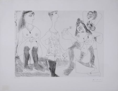 Гравюра Picasso - Degas songeant, filles entre elles