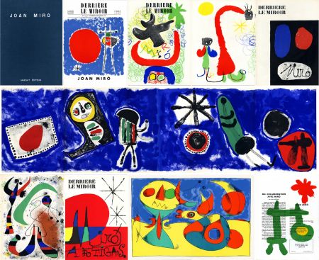 Иллюстрированная Книга Miró - DERRIÈRE LE MIROIR n° 14-15 (Nov-Décembre 1948) + n° 29-30 (Mai 1950) + n° 57-58-59 (Juin 1953) + n° 87-88-89 MIRO ARTIGAS (Juin-Juillet-Août 1956). 25 LITHOGRAPHIES ORIGINALES. ALBUM MAEGHT ORIGINAL.