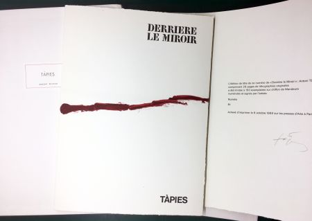 Иллюстрированная Книга Tàpies - DERRIÈRE LE MIROIR n° 180 . TÀPIES . 1969. TIRAGE DE LUXE SIGNÉ.