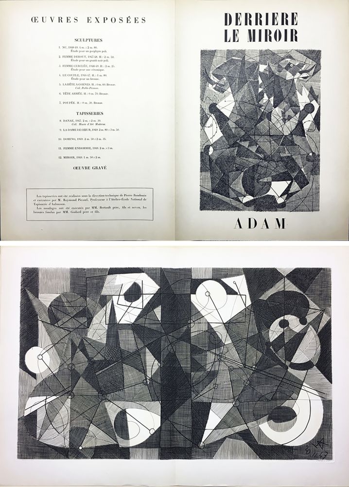Гравюра Adam - Derrière le Miroir n° 24. ADAM .1949. Gravure originale.
