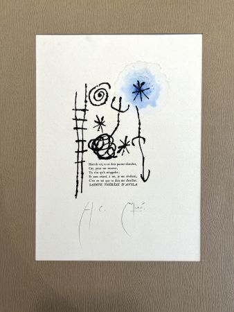 Фототипия Miró - Dessin Aquarellé et signé pour Sainte Thérèse d'Avila (1960)
