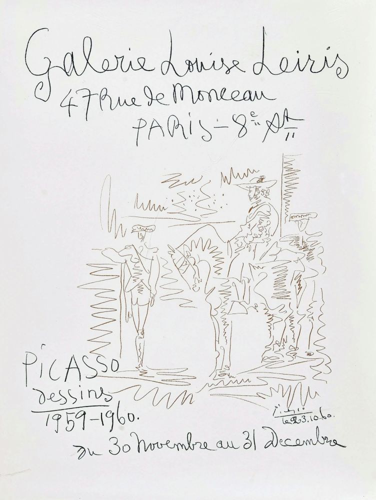 Литография Picasso - '' Dessins 1959-1960 ''  -  Galerie Louise LEIRIS