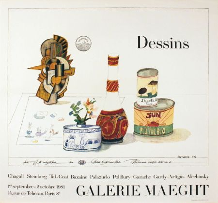 Афиша Steinberg - DESSINS. Galerie Maeght 1981. Tirage de luxe de l'affiche.