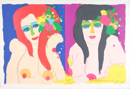 Литография Ting - Deux femmes nues