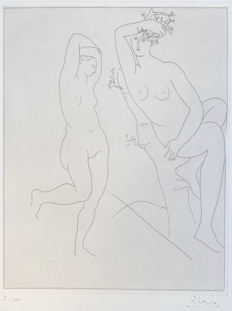 Гравюра Picasso - Deux Femmes nues dans un Arbre