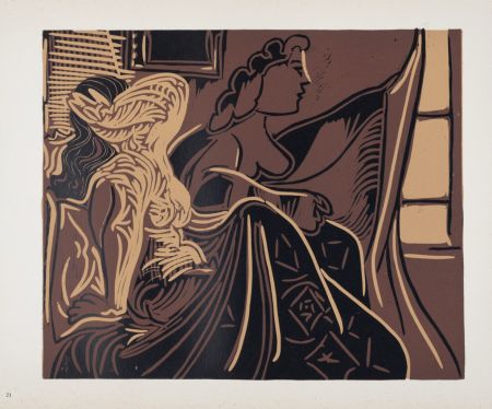 Линогравюра Picasso (After) - Deux femmes près de la fenêtre, 1962