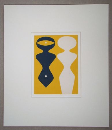 Гравюра На Дереве Arp - Deux figures sur fond jaune