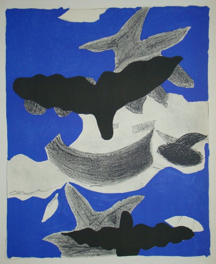 Литография Braque - Deux Oiseaux Avec Nuages