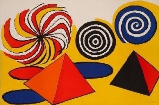 Литография Calder - Deux pyramides trois arcs de cercle