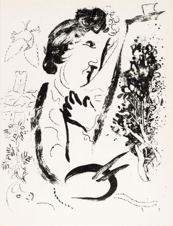 Литография Chagall - Devant le tableau  