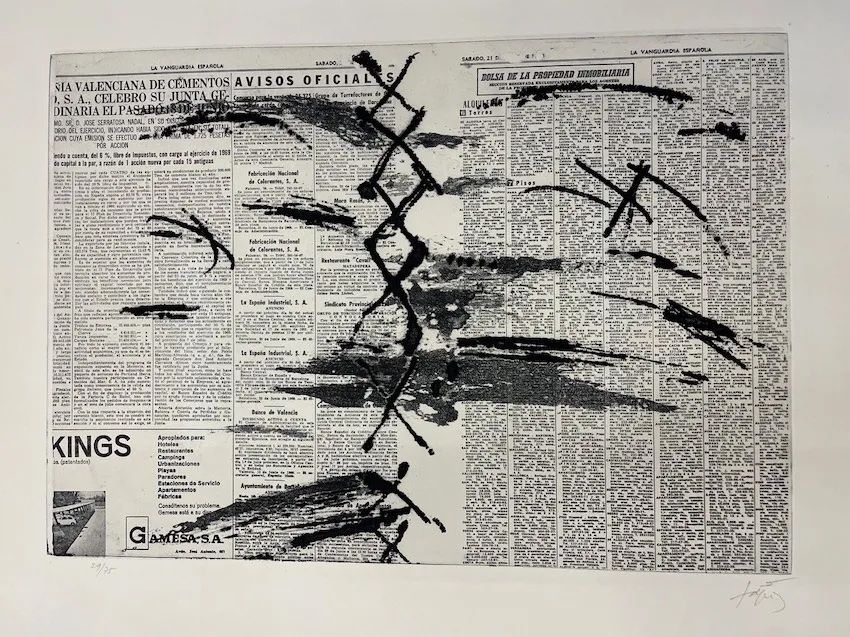 Офорт Tàpies - Diario en papel