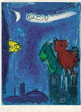 Литография Chagall - Die Scheusale von Notre-Dame