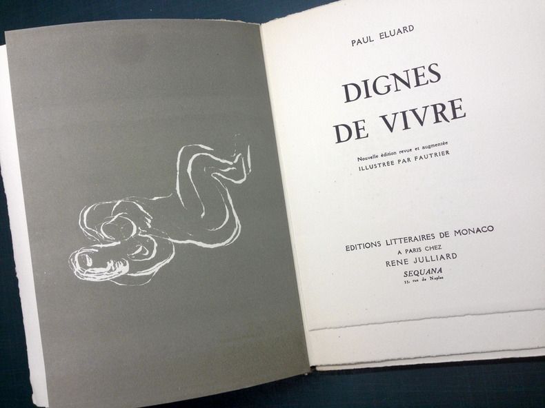 Иллюстрированная Книга Fautrier - DIGNES DE VIVRE. Lithographies de Fautrier. 1944