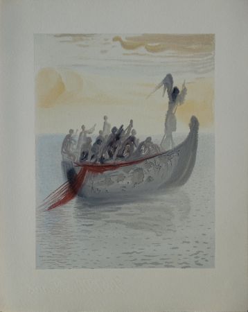 Гравюра На Дереве Dali - Divine Comédie, Purgatoire 2, La barque du nocher