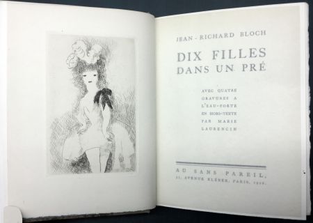 Иллюстрированная Книга Laurencin - DIX FILLES DANS UN PRÉ avec quatre gravures à l'eau-forte en hors-texte par Marie Laurencin (Ex. avec suite)