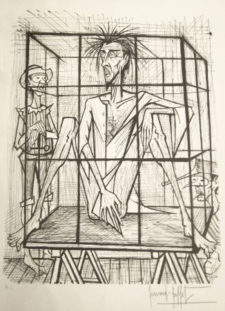 Литография Buffet - Don Quichotte en cage