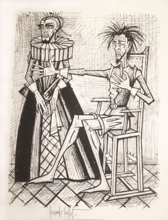 Литография Buffet - Don Quichotte et la duègne barbue
