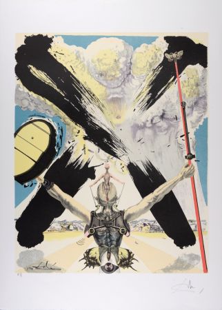 Гравюра Dali - Don Quichotte, l'ère atomique, 1957 - Hand-signed - Large size