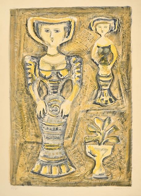 Литография Campigli - DONNE - FIORI, 1957