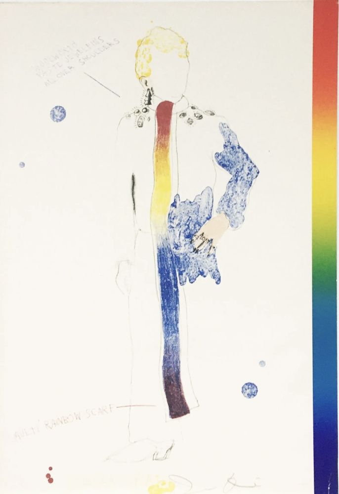 Литография Dine - Dorian Gray in Multi Rainbow Scarf
