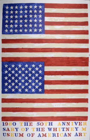 Литография Johns - Double Flags, The 50th Anniversary of the Whitney Museum of American Art, 1979-1980