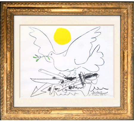 Литография Picasso - Dove with yellow sun (Colombe au Soleil)