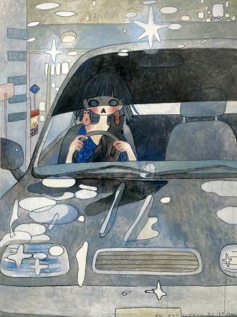 Литография Takano - DRIVE WITH A NIGHT DOG