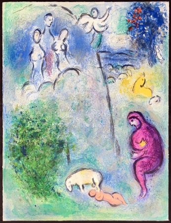 Литография Chagall - DÉCOUVERTE DE CHLOÉ PAR DRYAS (de la Suite Daphnis & Chloé - 1961)