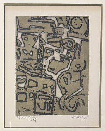 Офорт Corneille - Eau-forte en couleurs Signes dans la Pierre, 1953-1960 Atelier Stanley William HAYTER