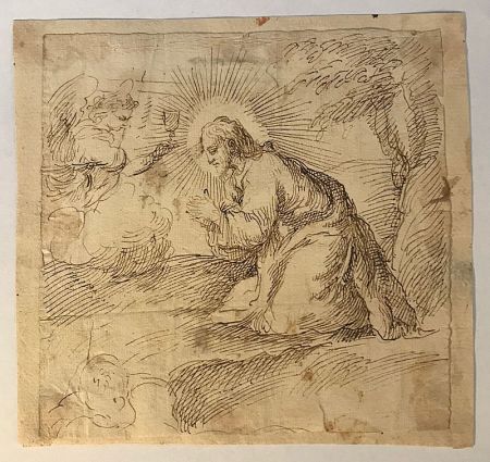 Нет Никаких Технических Anonyme - Ecole italienne, XVIIe, cecle de Carlo MARATTA (1625-1713).  Le Christ en prière