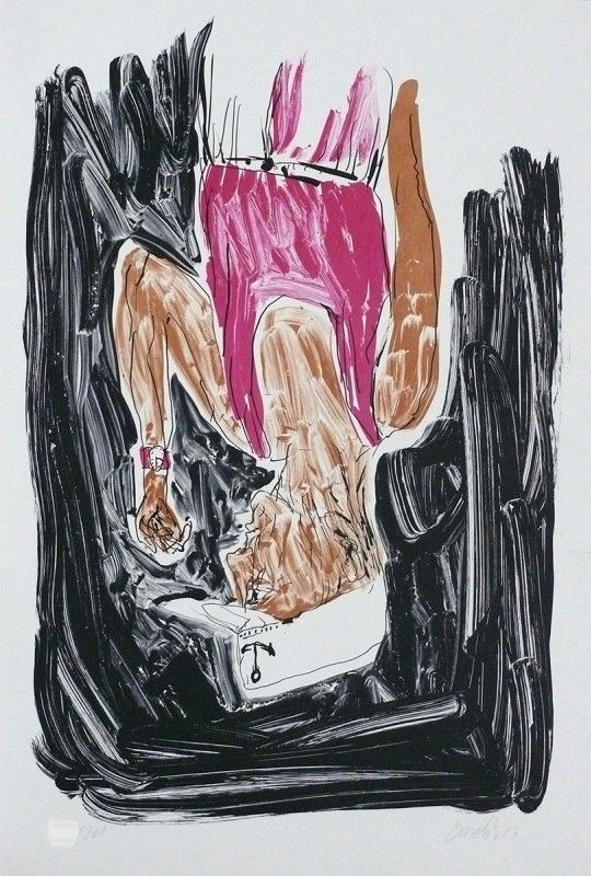 Литография Baselitz - Einer malt mein Porträt (Someone paints my portrait)