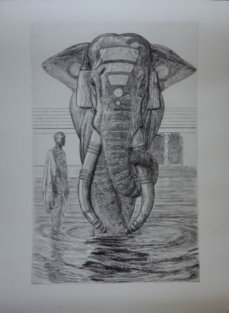 Гравюра Jouve - Elephants du temple de Siva