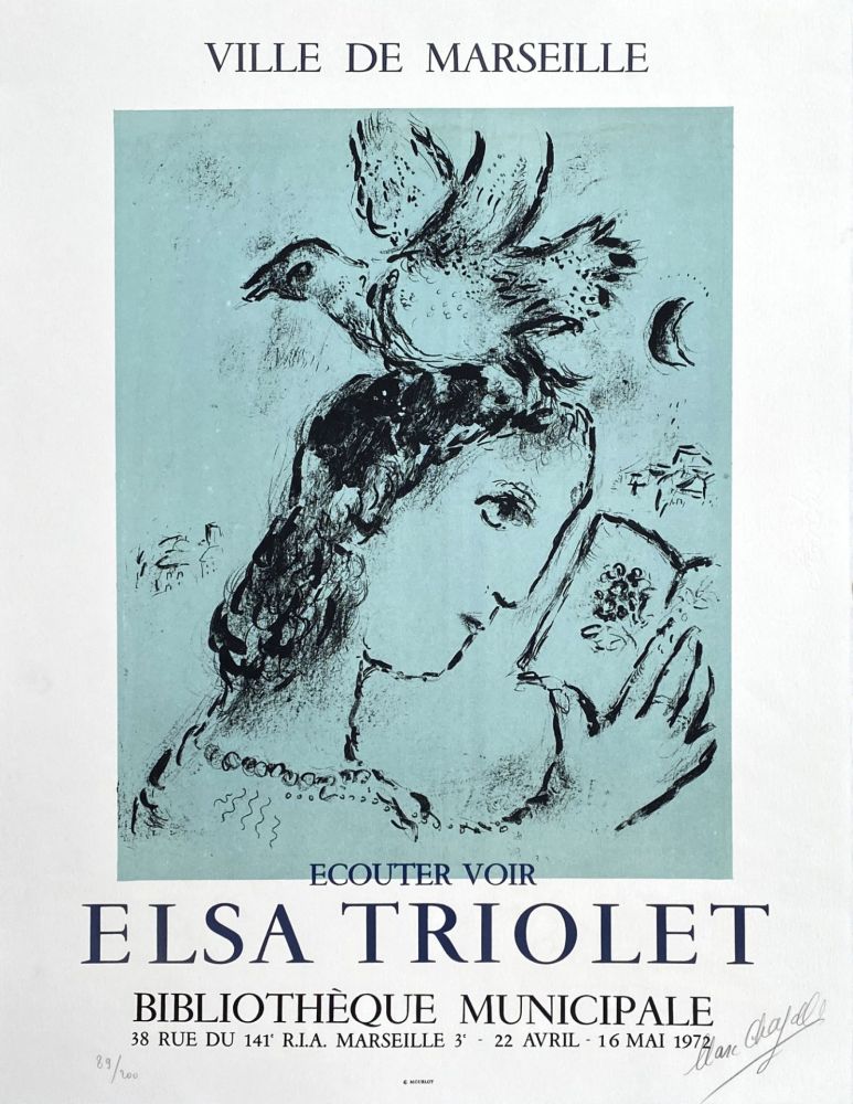 Литография Chagall - Elsa Triolet - Ecouter Voir