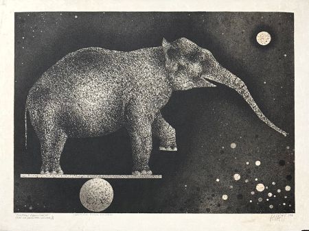 Гравюра Avati - Eléphant équilibriste