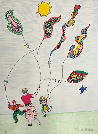 Литография De Saint Phalle - Enfants et Cerfs-Volants