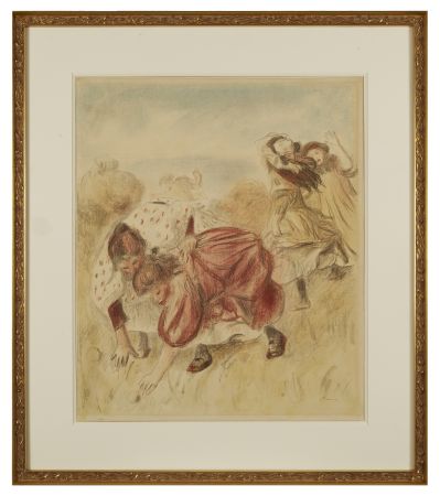 Литография Renoir - Enfants jouant à la balle- circa 1900