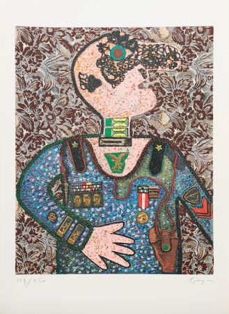 Гравюра Baj - Enrico baj (1924–2003) - Il Generale Bazooka - Mixed media - 1973