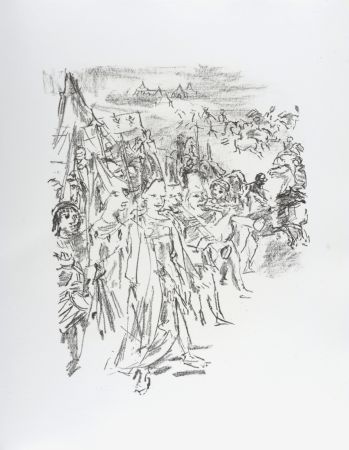 Литография Kokoschka - Enter with drum and colors, Cordelia and Soldiers, 1963