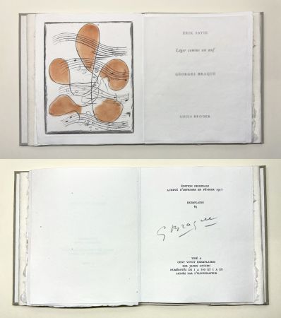 Иллюстрированная Книга Braque - Erik satie : LÉGER COMME UN ŒUF. Une gravure originale en couleurs (1957)
