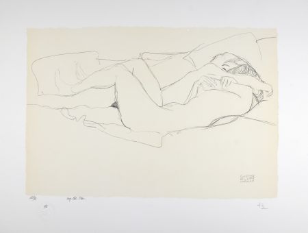 Литография Klimt - Etude pour le serpent d'eau / 2 femmes enlacées, 1905 | Study for Water Snakes / Two women embracing, 1905 