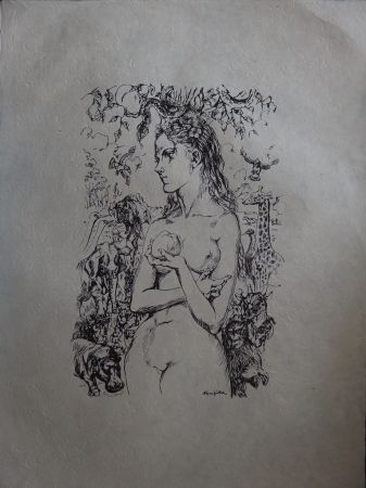 Литография Foujita - Eve au Jardin d'Eden