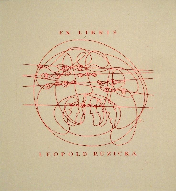 Гравюра Erni - Ex Libris Leopold Ruzicka