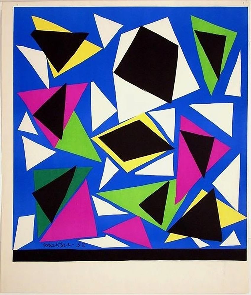 Литография Matisse - Exposition Galerie Kléber 1952. Lithographie sur Arches d'après les papiers découpés. 